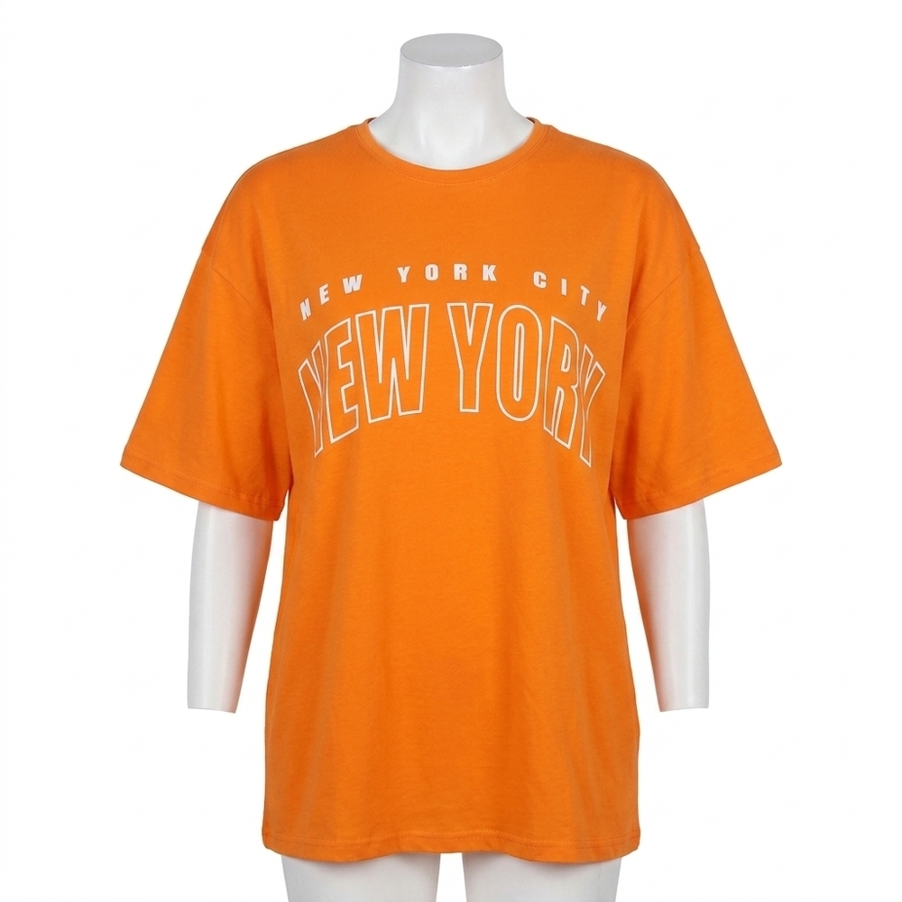NEW AMBAR new york city logo relaxed fit t-shirt in orange